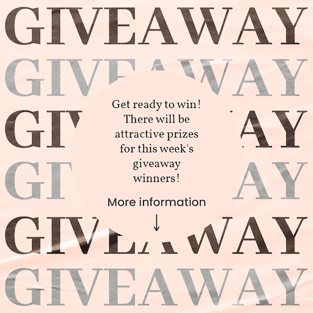 PSD psd pink give away typographie hintergrunddesign-konzept für social-media-vorlagen und instagram-posts