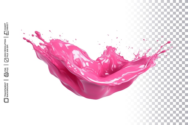 PSD psd pink splash con flujo dinámico en fondo transparente