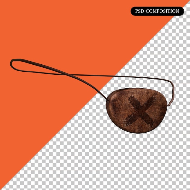 PSD Pirate Eye Patch renderizado en 3D aislado