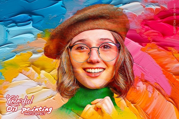 PSD pittura ad olio realistica colorata effetto fotografico artistico