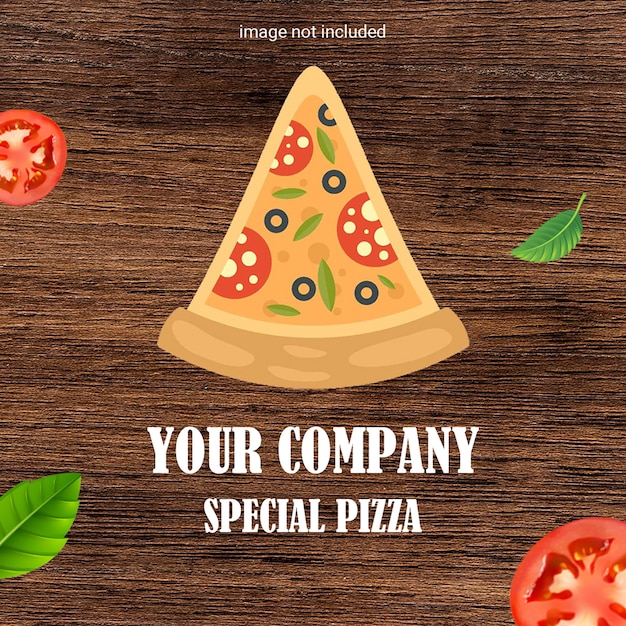 PSD Pizza especial em fundo de madeira modelo de postagem do Instagram
