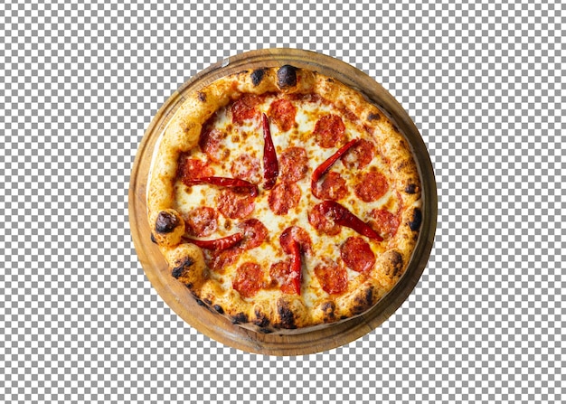 PSD Pizza Hühner italienische Pizza auf isolierter und transparenter Hintergrund
