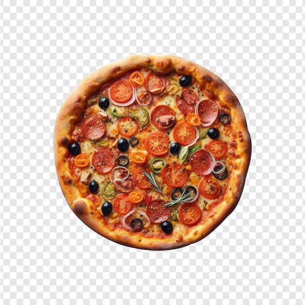 Psd pizza isolada com cogumelos e azeitonas