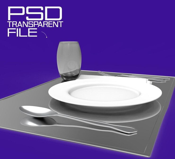 PSD Placas transparentes y cubiertos renderizados con vidrio