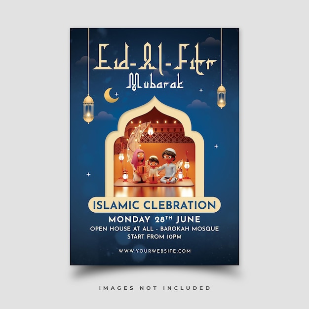 Psd-plakatvorlage für die eid al-fitr-feier
