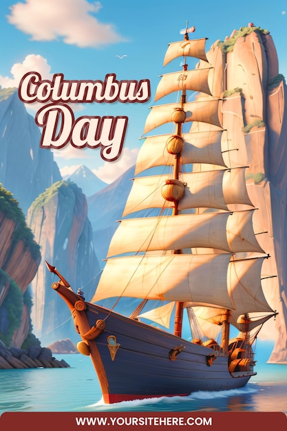 PSD psd-plakatvorlage „happy columbus day“.