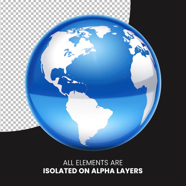 PSD Planeta Terra brilhante isolado na camada alfa png