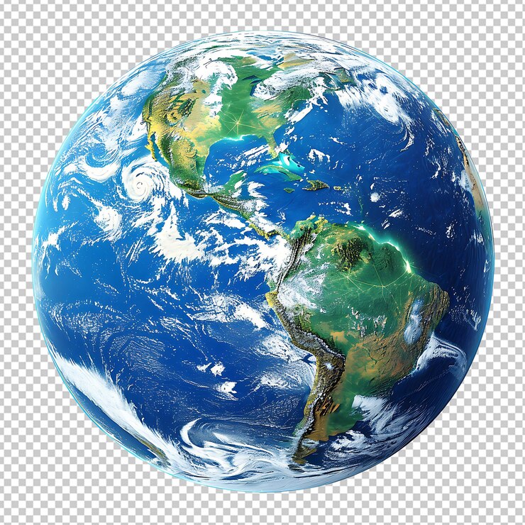 PSD del planeta Tierra en un fondo transparente