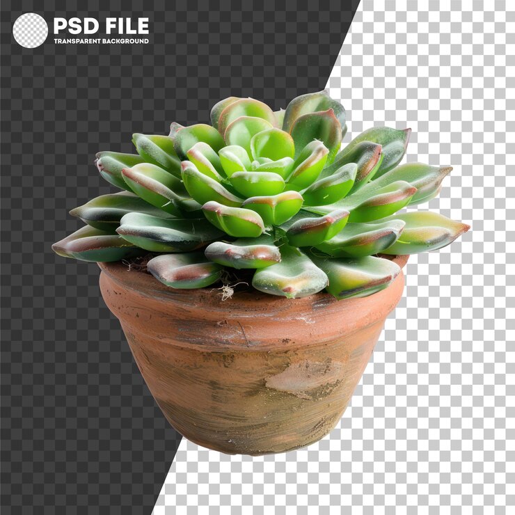 PSD psd planta suculenta verde en una olla de terracota