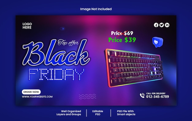 PSD Plantilla de banner web de redes sociales de viernes negro premium