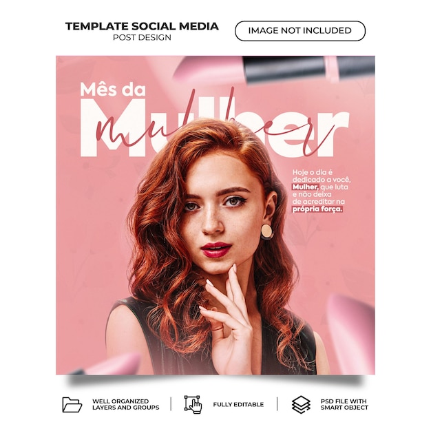Psd plantilla de instagram de alimentación del día internacional de la mujer de redes sociales brasil portugués