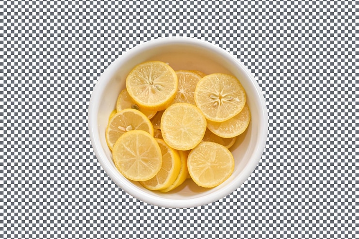 PSD psd un plato de ensalada de limón aislado sobre un fondo transparente