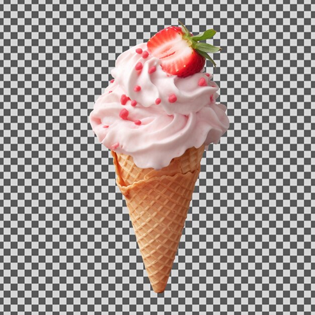 PSD psd png de un cono de helado de fresa