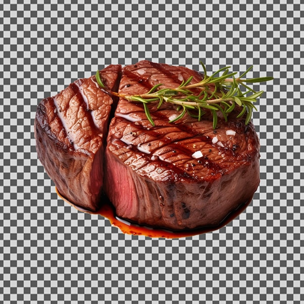 Psd png de um saboroso filete de carne grelhada