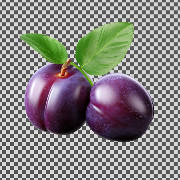 PSD psd png de uma fruta de ameixa fresca e saborosa