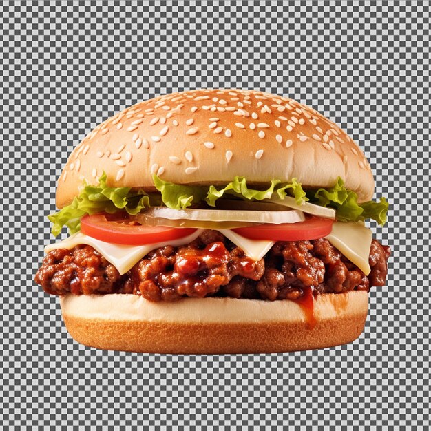 Psd png de una deliciosa hamburguesa de estilo deslizante
