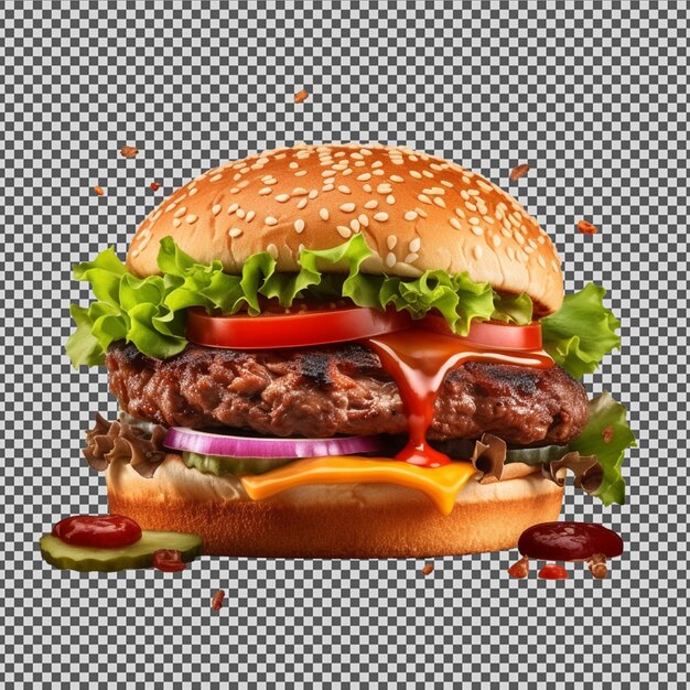 PSD psd png de una deliciosa hamburguesa de estilo deslizante