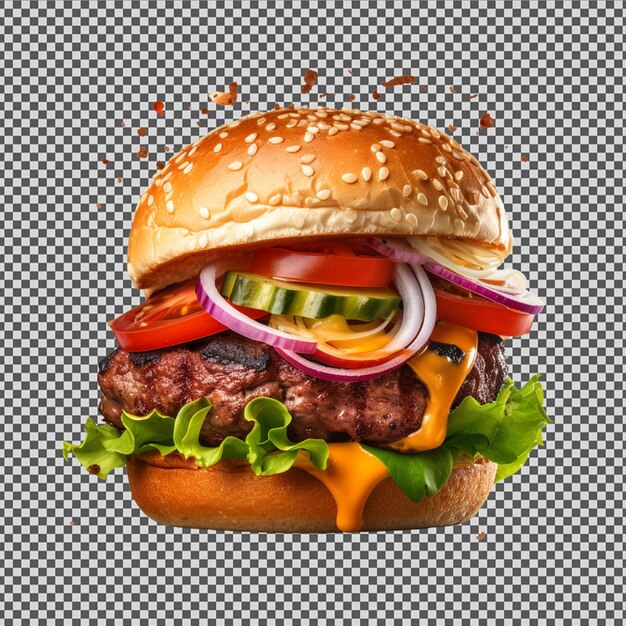 PSD psd png de una deliciosa hamburguesa de estilo deslizante