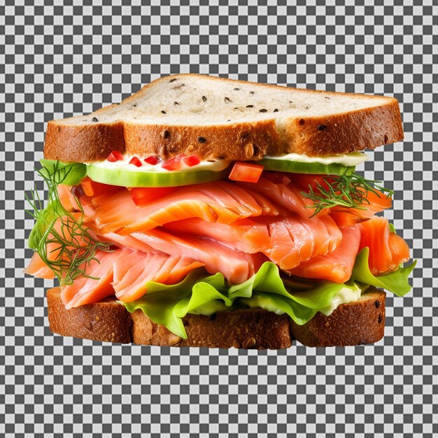 PSD psd png imagen de un sabroso sándwich de salmón ahumado