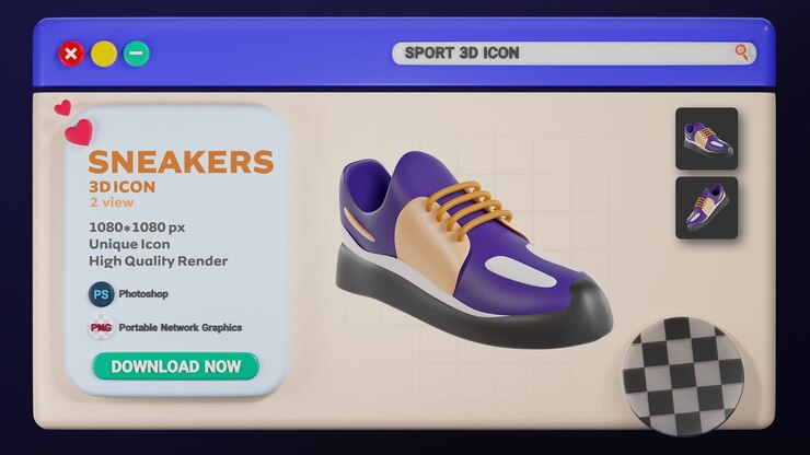 PSD png psd transparente sin fondo aislado ilustración 3d Icono de deporte para zapato web