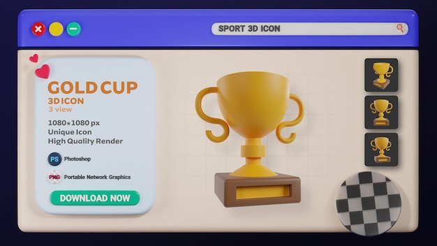 PSD psd png psd transparente sem fundo isolado ilustração 3d ícone do esporte para troféu da web