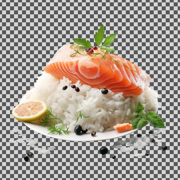 PSD psd png de un sabroso arroz con salmón y arroz