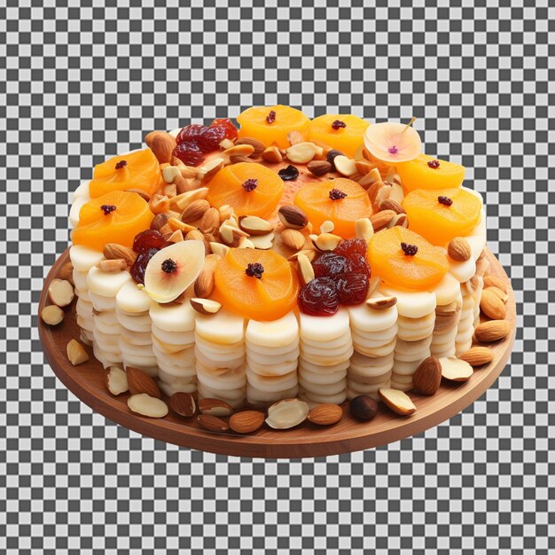 PSD psd png von einem leckeren, geschmückten trockenfruchtkuchen