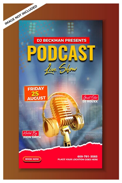 PSD psd podcast live show plantilla de banner de historia de instagram y facebook