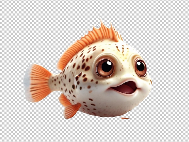 PSD psd d'un poisson plat mignon en 3d sur un fond transparent