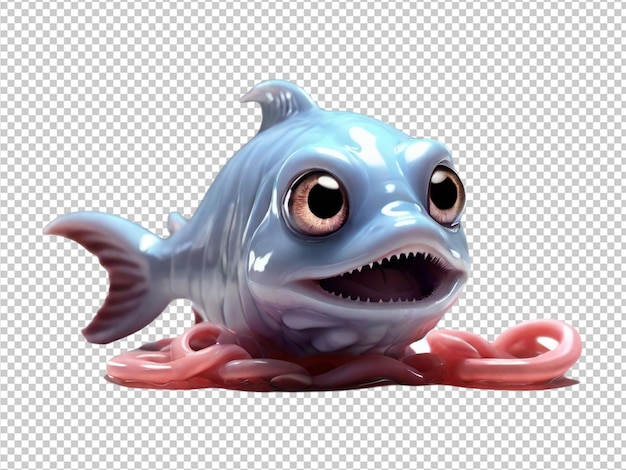 Psd D'un Poisson Sorcière Mignon En 3d Sur Un Fond Transparent