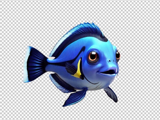 PSD psd d'un poisson-tang bleu sur un fond transparent