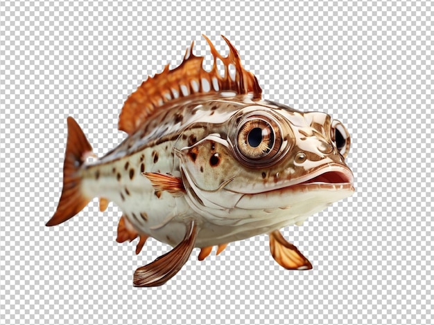 PSD psd d'un poisson à tête plate sur un fond transparent
