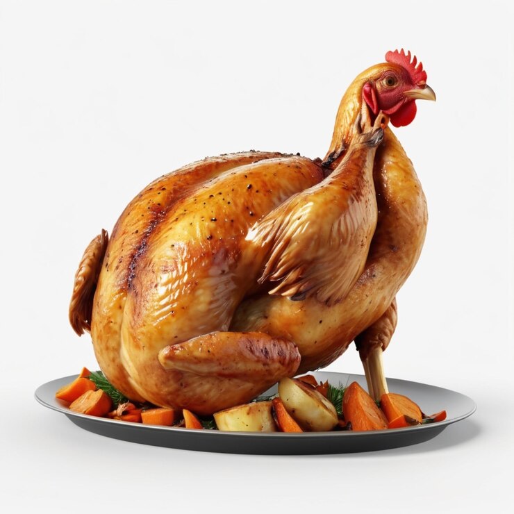 PSD psd de pollo asado sobre un fondo blanco
