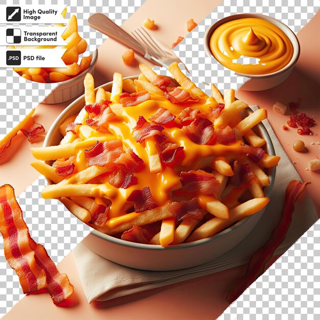 PSD psd pommes frites mit ketchup auf einer schüssel auf durchsichtigem hintergrund