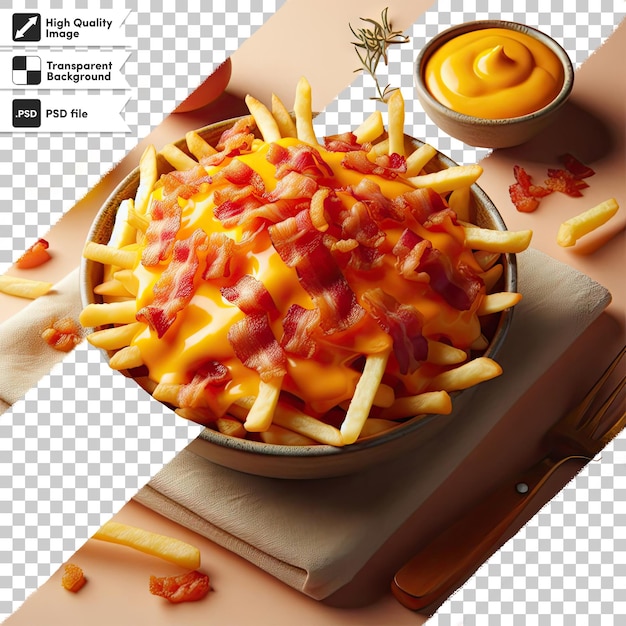 PSD psd pommes frites mit ketchup auf einer schüssel auf durchsichtigem hintergrund