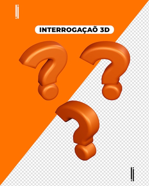 PSD psd ponto de interrogação perguntar isolado em fundo transparente renderização 3d