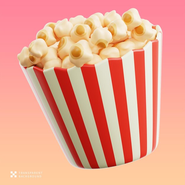 PSD-Popcorn-Eimer in 3D-Illustration