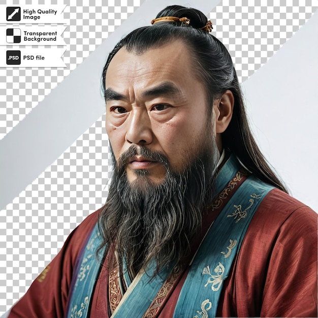 PSD psd porträt des lehrers konfuzius auf durchsichtigem hintergrund mit bearbeitbarer maskenschicht