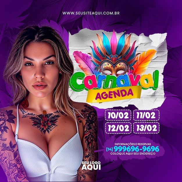 Psd post para mídia social festa de carnaval festa de carnaval