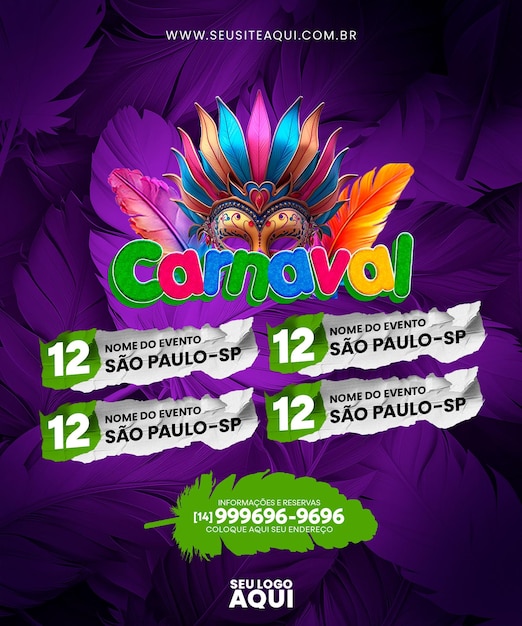 Psd post para redes sociais carnaval do brasil