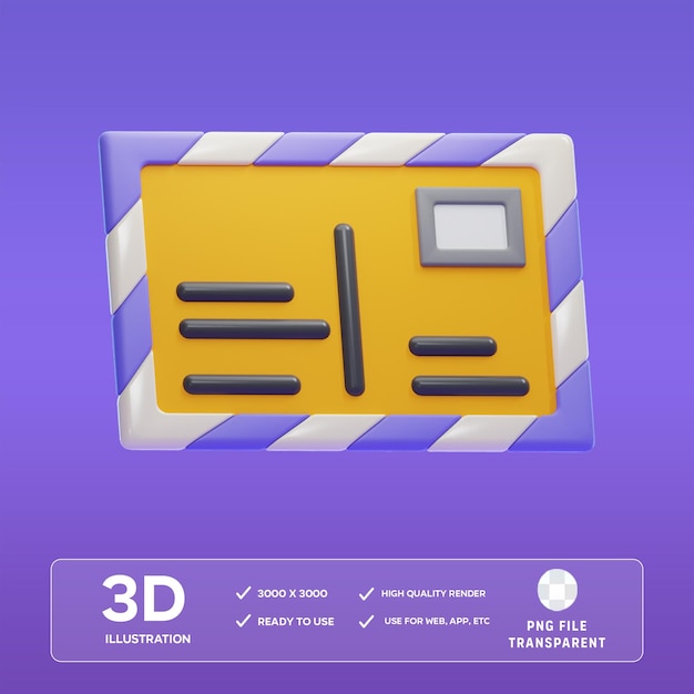 PSD postcard 3D Illustration