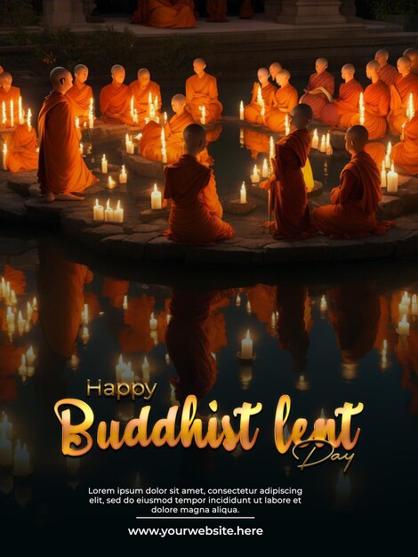 PSD psd a poster budista cuaresma y khao phansa day concepto creativo
