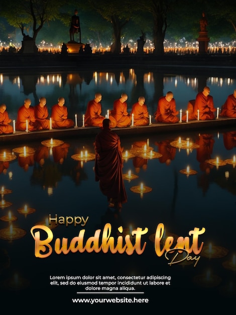 PSD psd a poster concept créatif du carême bouddhiste et de la journée de khao phansa