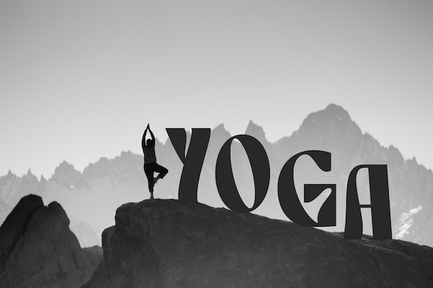 PSD psd-poster mit der aufschrift „internationaler yoga-tag“.