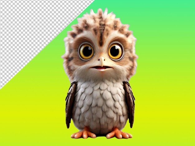 PSD psd de un potoo en un fondo transparente