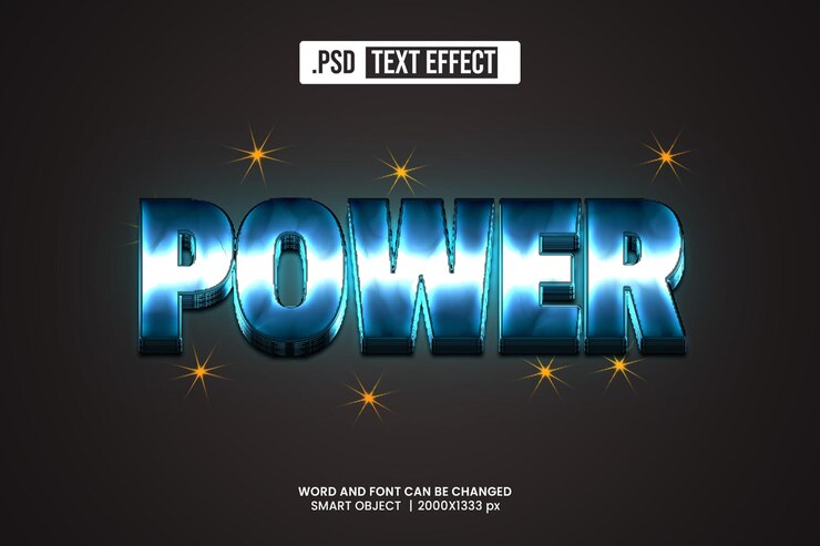 PSD psd power 3d efeito de texto editável