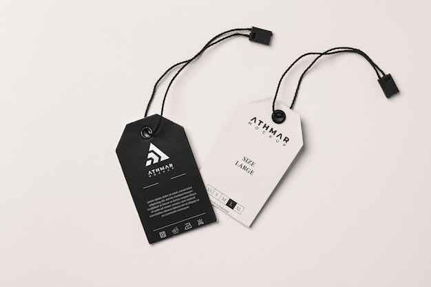 PSD-Preisschild-Etikett-Mockup schwarz-weiß-minimalistisch