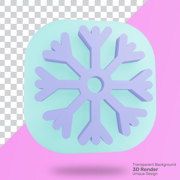 PSD psd premium de ícone de floco de neve de renderização 3d