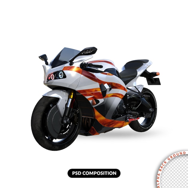 Psd premium de renderização 3d isolada de moto de velocidade