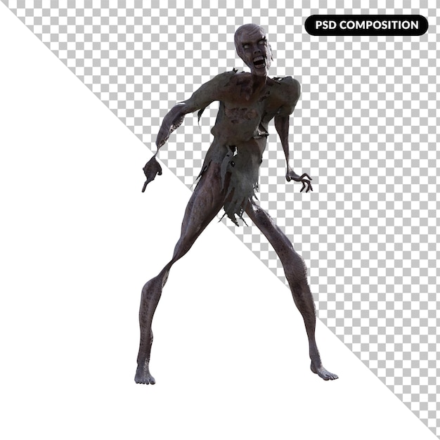 PSD premium di rendering 3d isolato zombie 3d